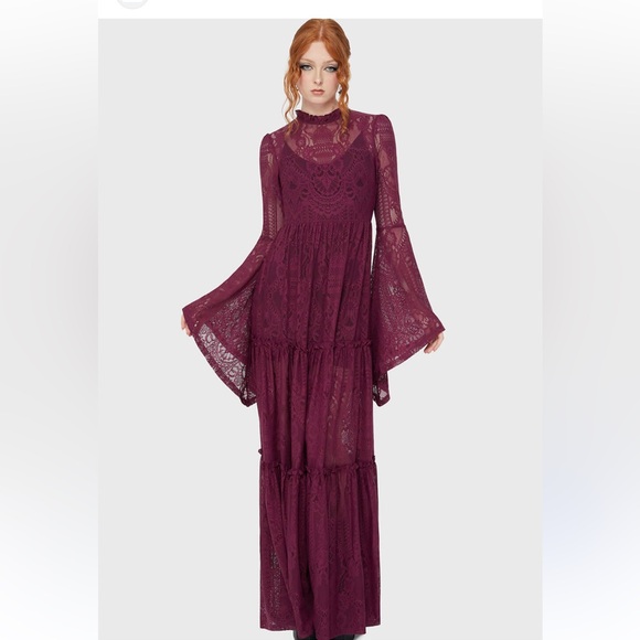 Killstar Hecate Maroon Lace Maxi Size XL - Picture 2 of 16